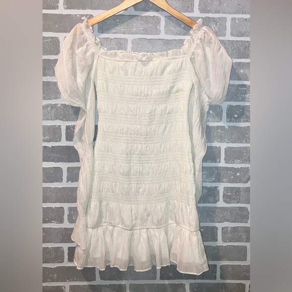 FairyCore Whimsy goth Little White Ruched Mini Dress size sm Saboluxe - Picture 5 of 5